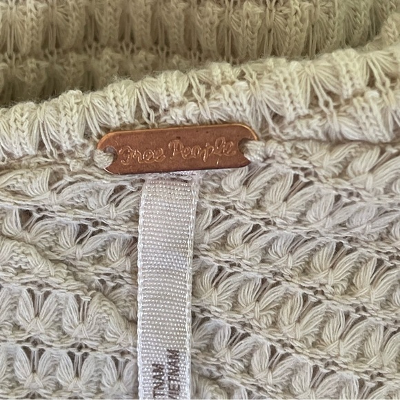 Free People Marley Top Off Shoulder Waffle Knit Oatmeal Cream Large - Picture 6 of 16